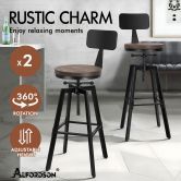 ALFORDSON 2x Bar Stool Retro Kitchen Vintage Chair Industrial Backrest Ezra