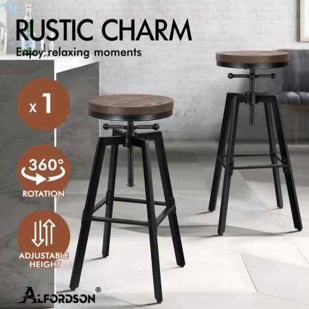 ALFORDSON 1x Bar Stool Retro Kitchen Vintage Chair Industrial Rustic Ezra