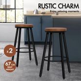 ALFORDSON 2x Bar Stools Retro Kitchen Vintage Chair Industrial Rocio Black