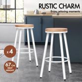 ALFORDSON 4x Bar Stools Retro Kitchen Vintage Chair Industrial Rocio White