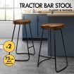ALFORDSON 2x Bar Stools 75cm Tractor Kitchen Wooden Vintage Chair Dark