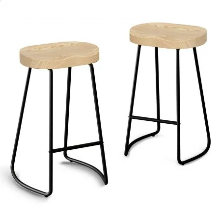 ALFORDSON 2x Bar Stools 75cm Tractor Kitchen Wooden Vintage Chair Natural