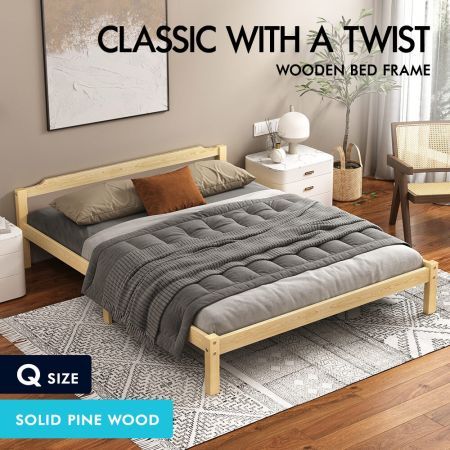 ALFORDSON Bed Frame Wooden Timber Queen Size Mattress Base Platform Beatrix Oak