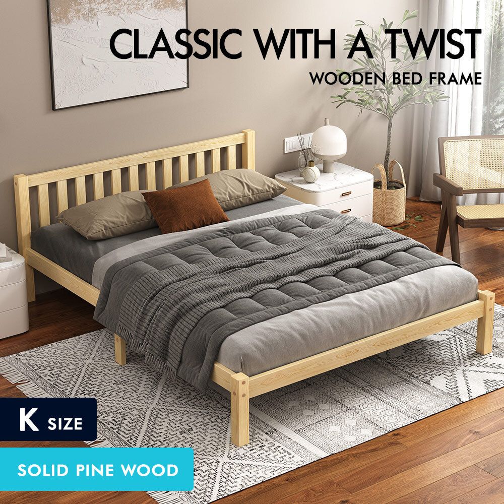 ALFORDSON Bed Frame Wooden Timber King Size Mattress Base Platform Fenella Oak