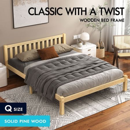 ALFORDSON Bed Frame Wooden Timber Queen Size Mattress Base Platform Fenella Oak