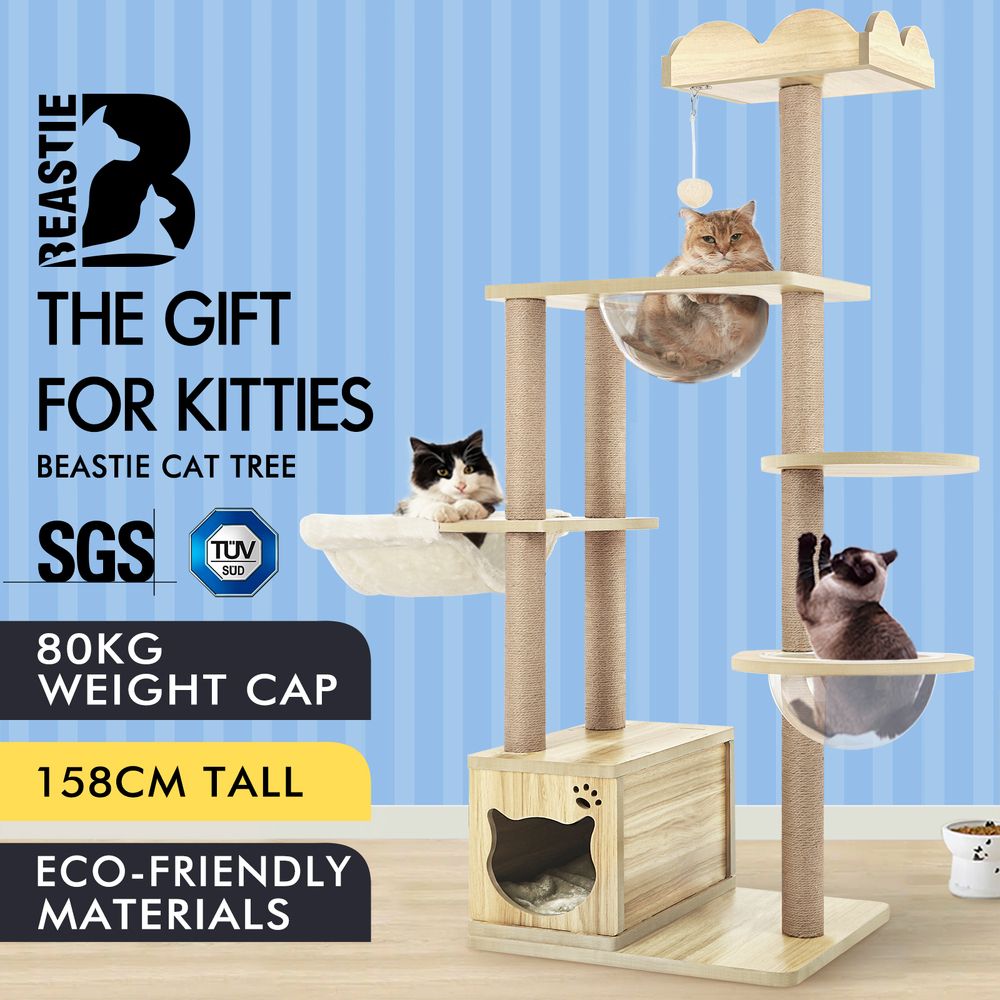 BEASTIE Cat Tree Tower Scratching Post Scratcher Condo House Bed Furniture 158cm