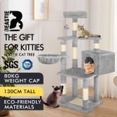 BEASTIE Cat Tree Scratcher Wood Scratching Post Tower Condo House Furniture 130