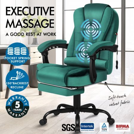 ALFORDSON Massage Office Chair Footrest Executive Gaming Racing Velvet Seat