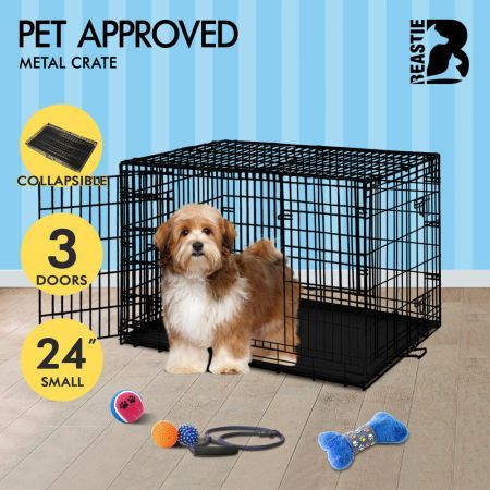 BEASTIE Dog Cage Pet Crate Kennel Cat Foldable Metal Playpen 24" Large