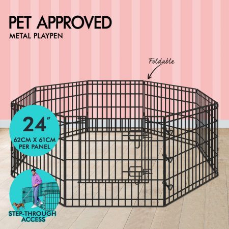 BEASTIE Pet Playpen Dog Panel Enclosure Metal Puppy Fence Exercise Pen 24"