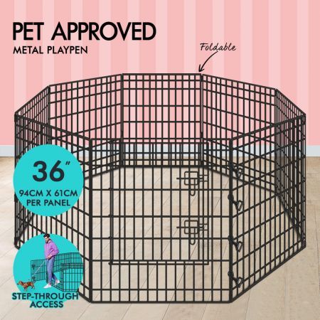 BEASTIE Dog Playpen Pet Fence 8 Panel Enclosure Metal Puppy Exercise Pen 36"