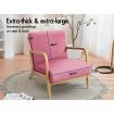 ALFORDSON Armchair Accent Chair Fabric Lounge Sofa Wood Couch Seat Pink