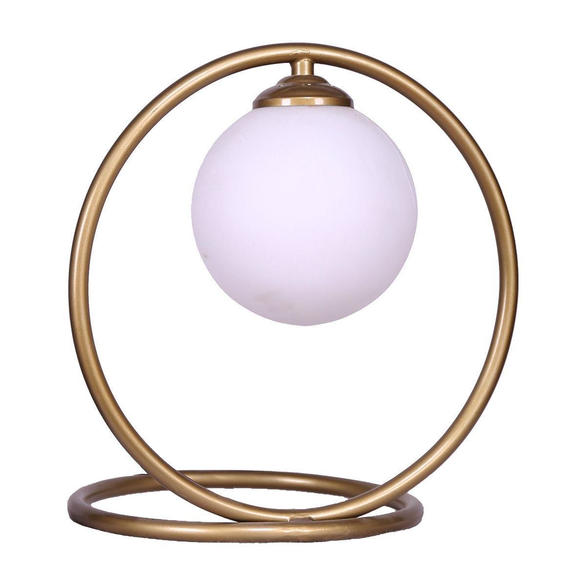 Sarantino Gold Metal Table Lamp with White Glass Shade