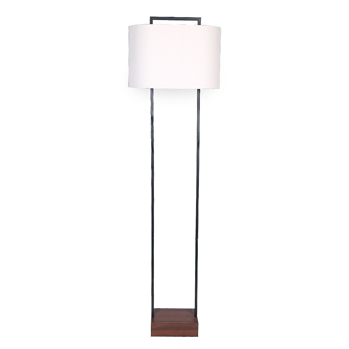 Sarantino Wood Floor Lamp in Cherry Base & Black Finish Body