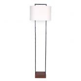 Sarantino Wood Floor Lamp in Cherry Base & Black Finish Body