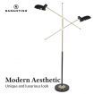 Sarantino Adjustable Arm Floor Lamp w/ 2 Lights - Black & Gold Finish