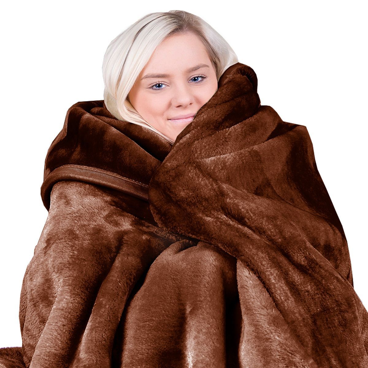 Laura Hill Faux Mink Blanket 800GSM Heavy Double-Sided - Chocolate