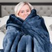 Laura Hill Faux Mink Blanket 800GSM Heavy Double-Sided - Navy Blue