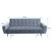 Sarantino Ava Tufted Velvet Sofa Bed  - Light Grey