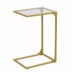 IHOMDEC Tempered Glass with Metal Frame C-Shaped End Side Table Set of 2 Golden