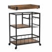 IHOMDEC Industrial 3-Tier Bar Cart Trolley with Glass & Wine Holder Rustic Brown