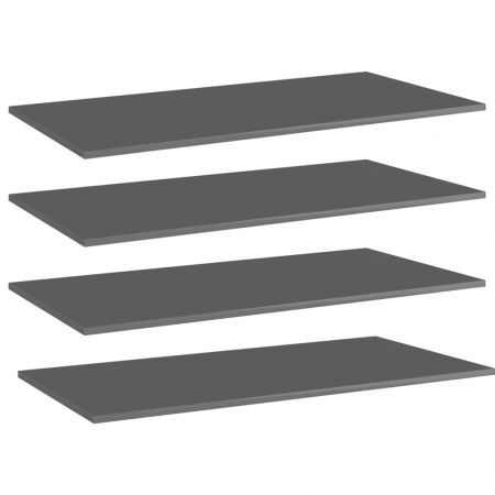 Bookshelf Boards 4 pcs High Gloss Grey 80x30x1.5 cm Engineered Wood