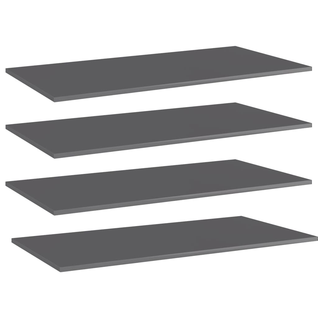 Bookshelf Boards 4 pcs High Gloss Grey 80x30x1.5 cm Engineered Wood