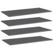 Bookshelf Boards 4 pcs High Gloss Grey 80x30x1.5 cm Engineered Wood