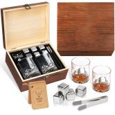 Fathers Day Birthday Gifts for Dad Men from Daughter Son Wife,Anniversary Unique Gifts for Him,Stainless Steel Engraved Worlds Best Dad Whiskey Stones Glasses Set,Cool Bourbon Set