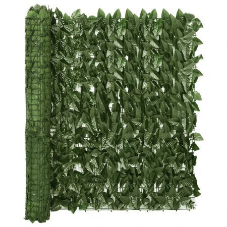 Balcony Screen with Dark Green Leaves 300x100 cm