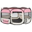 Foldable Dog Playpen with Carrying Bag Pink 145x145x61 cm