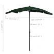 Garden Parasol with Pole 200x130 cm Green