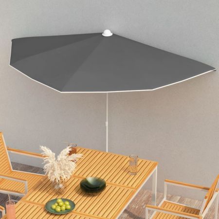 Garden Half Parasol with Pole 180x90 cm Anthracite