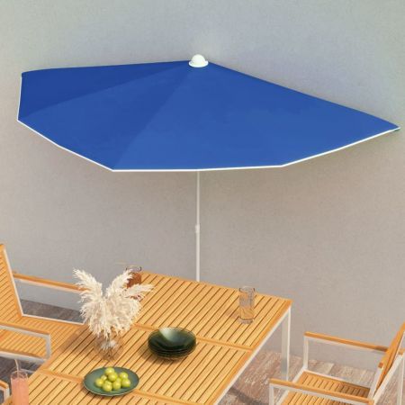 Garden Half Parasol with Pole 180x90 cm Azure Blue