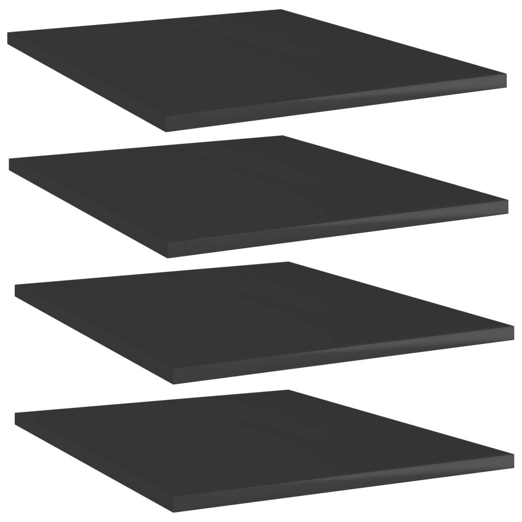 Bookshelf Boards 4 pcs High Gloss Black 40x50x1.5 cm Engineered Wood