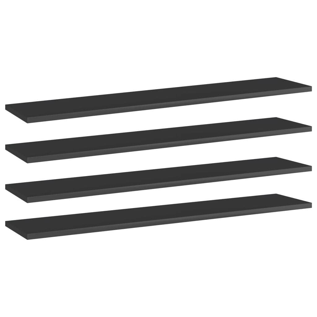 Bookshelf Boards 4 pcs High Gloss Black 100x20x1.5 cm Engineered Wood