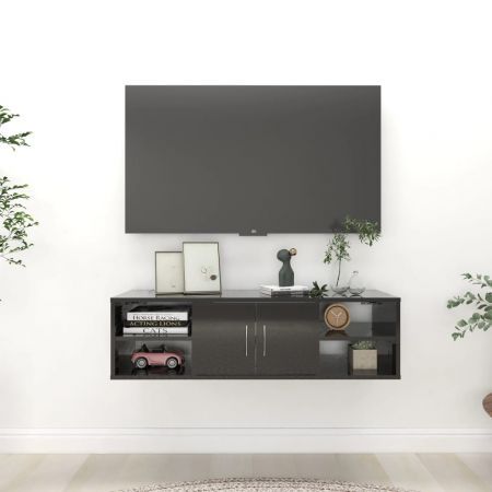 Wall Shelf High Gloss Black 102x30x29 cm Engineered Wood