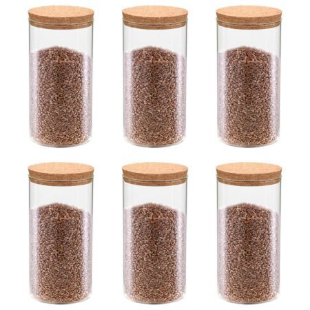 Storage Glass Jars with Cork Lid 6 pcs 1400 ml