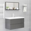 Bathroom Mirror High Gloss Grey 80x10.5x37 cm Engineered Wood