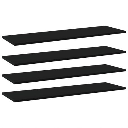 Bookshelf Boards 4 pcs Black 100x30x1.5 cm Engineered Wood