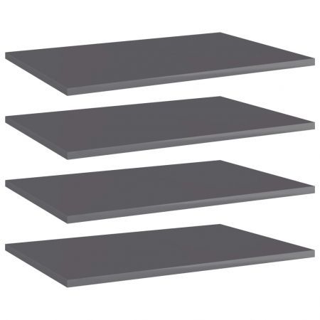 Bookshelf Boards 4 pcs High Gloss Grey 60x40x1.5 cm Engineered Wood