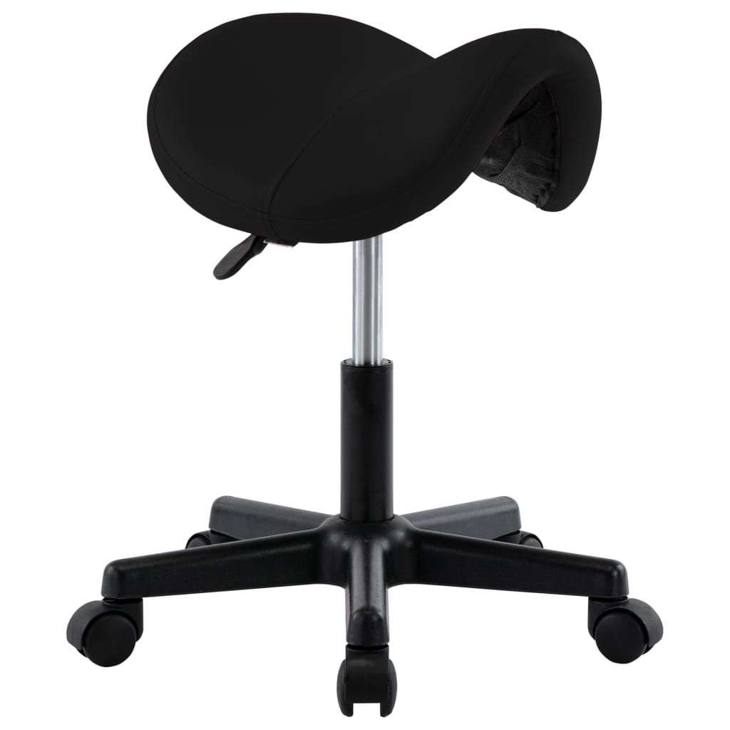 Work Stool Black Faux Leather