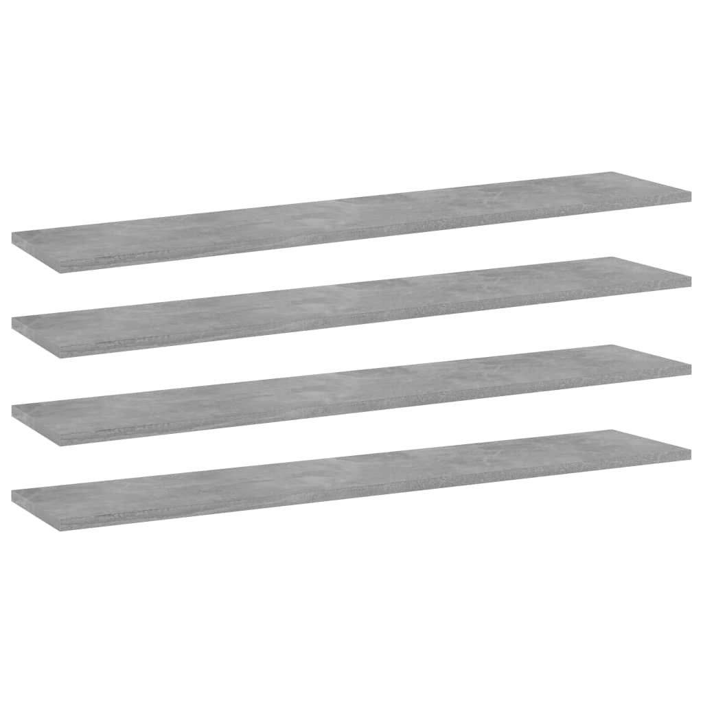 Bookshelf Boards 4 pcs Concrete Grey 100x20x1.5 cm Engineered Wood