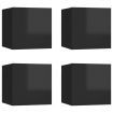 Wall Mounted TV Cabinets 4 pcs High Gloss Black 30.5x30x30 cm