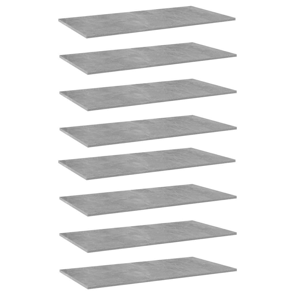 Bookshelf Boards 8 pcs Concrete Grey 80x20x1.5 cm Engineered Wood