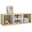 Shoe Storage Bench White and Sonoma Oak 105x35x35 cm Engineered Wood