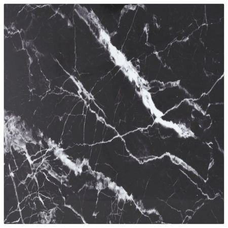 Table Top Black 60x60 cm 6 mm Tempered Glass with Marble Design