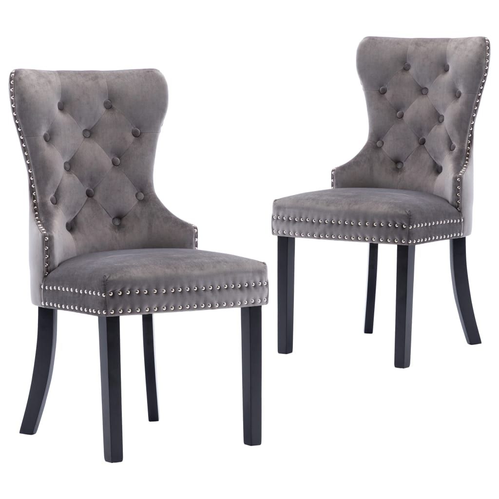 Dining Chairs 2 pcs Grey Velvet