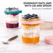 Overnight Oats Containers with Lids and Spoon,Mason Jars for Overnight Oats,350ml Glass Oatmeal Container to Go for Chia Pudding Yogurt Salad Cereal Meal Prep Jars (4 Pack)