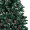 Slim Christmas Tree with Real Wood and White Snow Green 210 cm